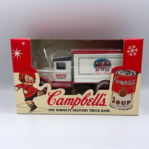 VTG ERTL Campbell's Soup 1931 Hawkeye Delivery Truck Coin Bank Die Cast NIB